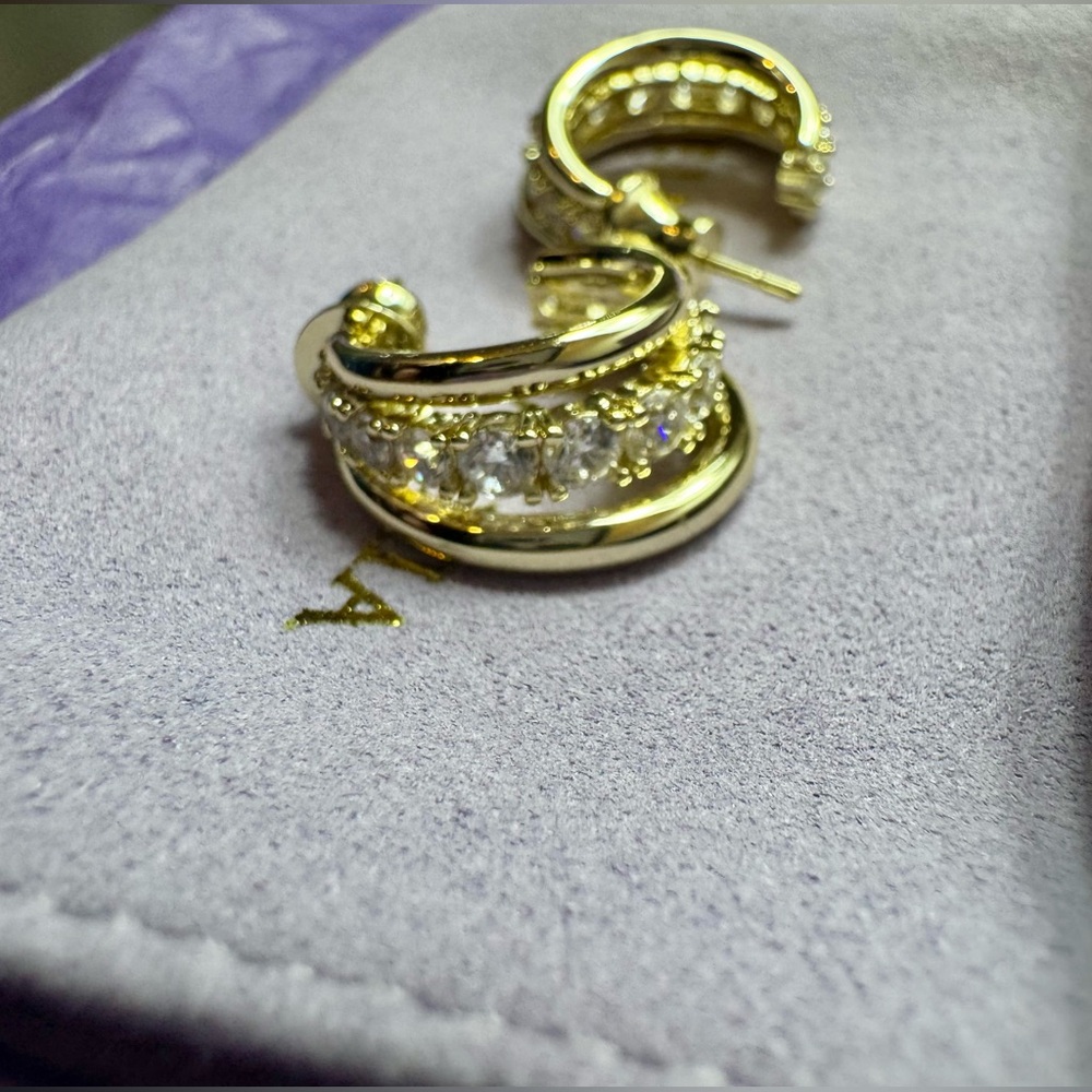 Melinda Maria Gold and Diamondettes Hoop Earrings - Picture 6 of 9